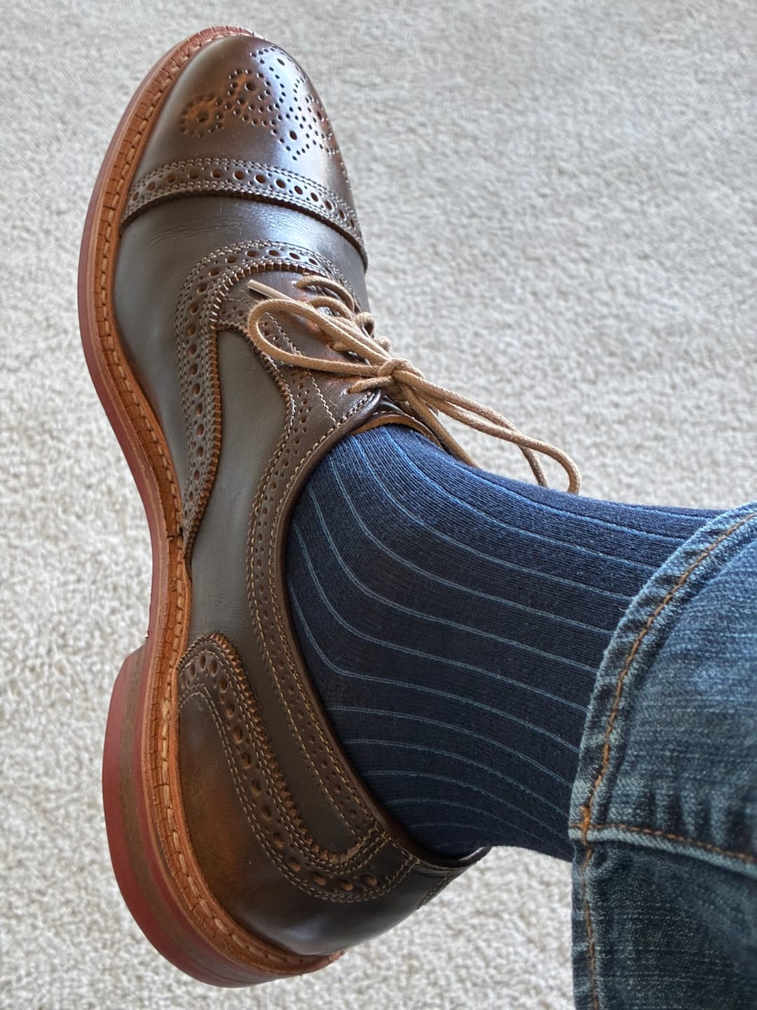 Customer photo review of Midnight Blue Ribbed Solid - A  Midnight Blue Ribbed Sock