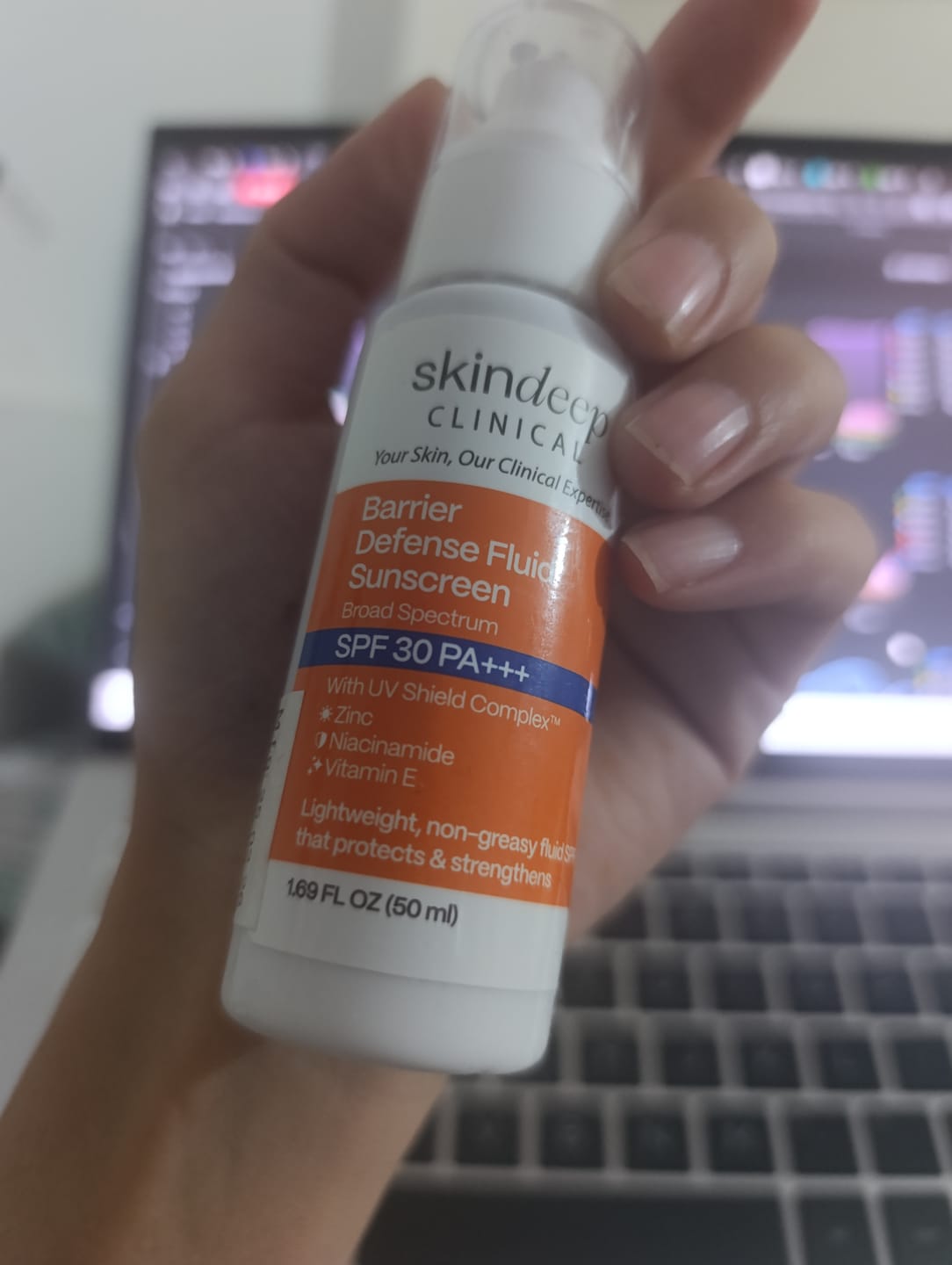 Customer photo review of Barrier Defense Fluid Sunscreen