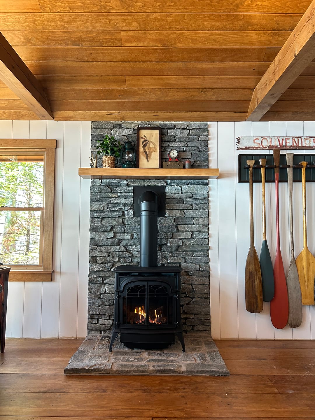 Customer photo review of Distressed 3" Thick Floating Shelves