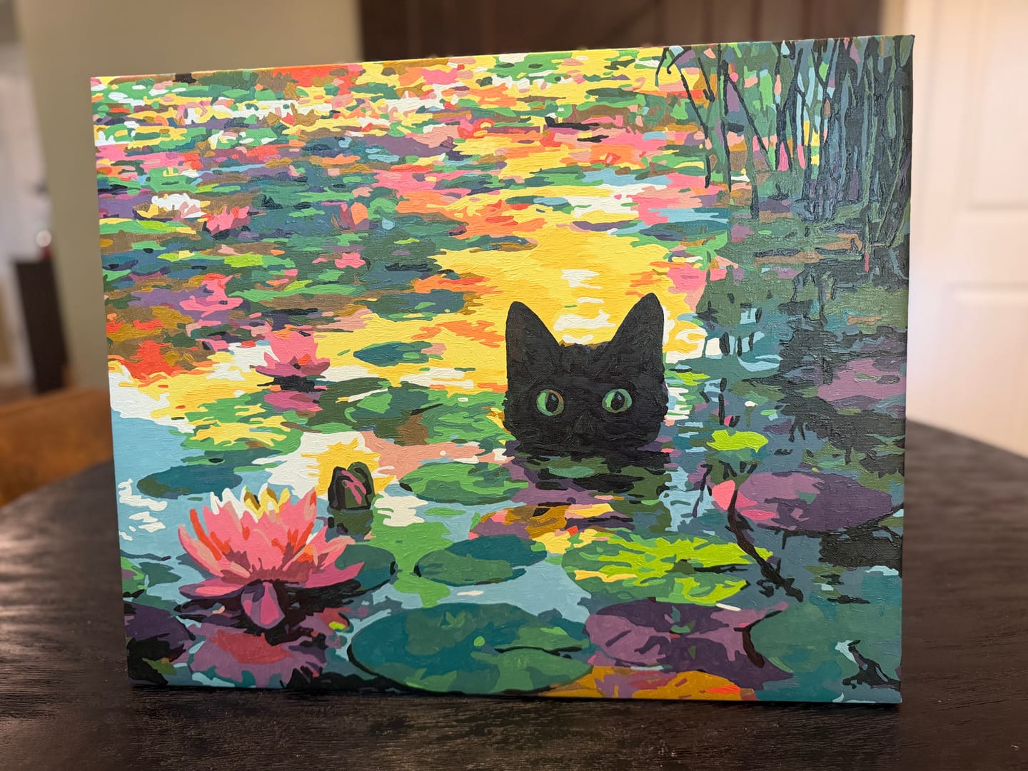 Customer photo review of A Water lilies cat | Paint by Number