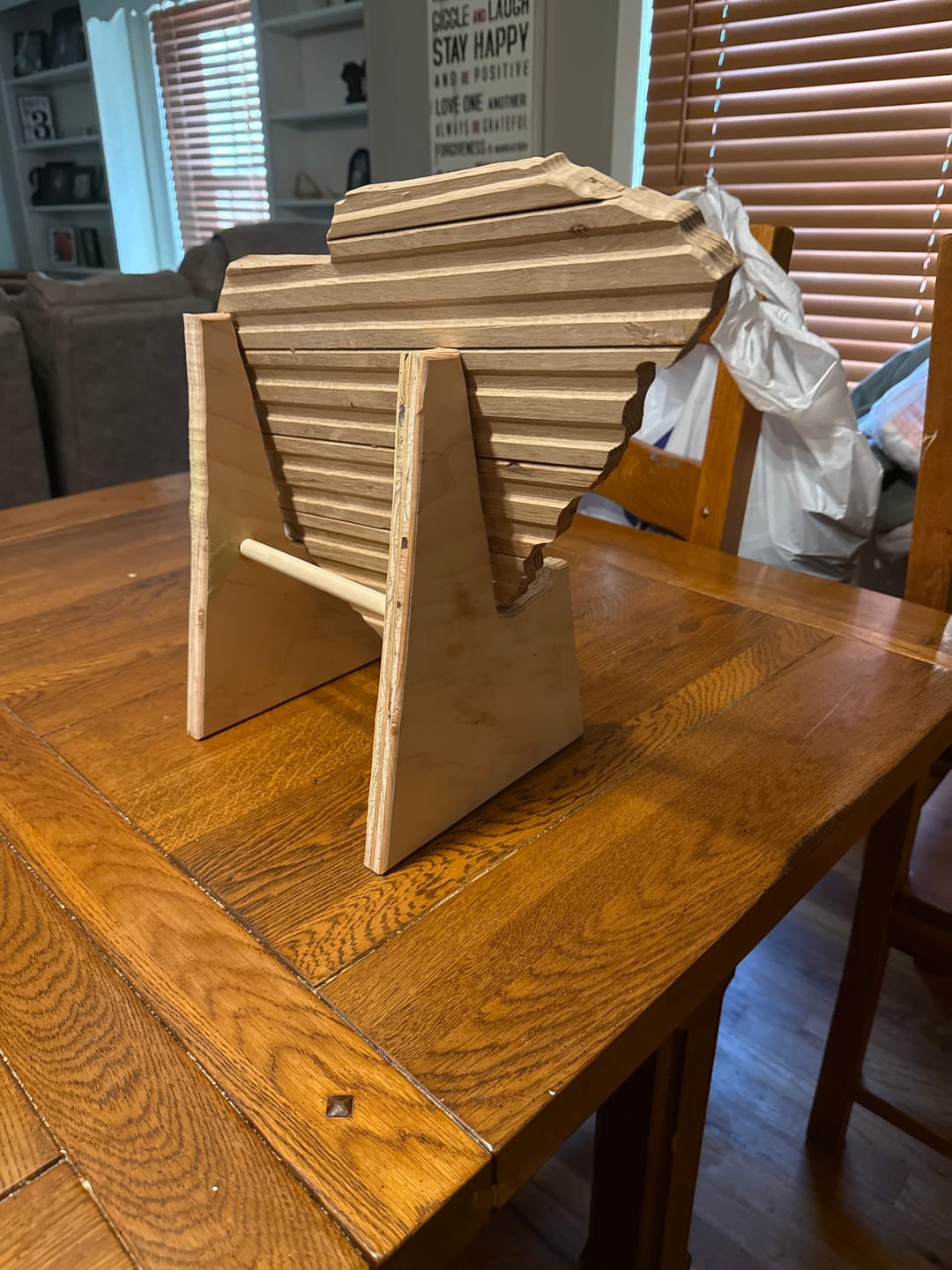 Customer photo review of 7.4x6.5 Cutting Board Stand Acrylic Router Template - Style 1