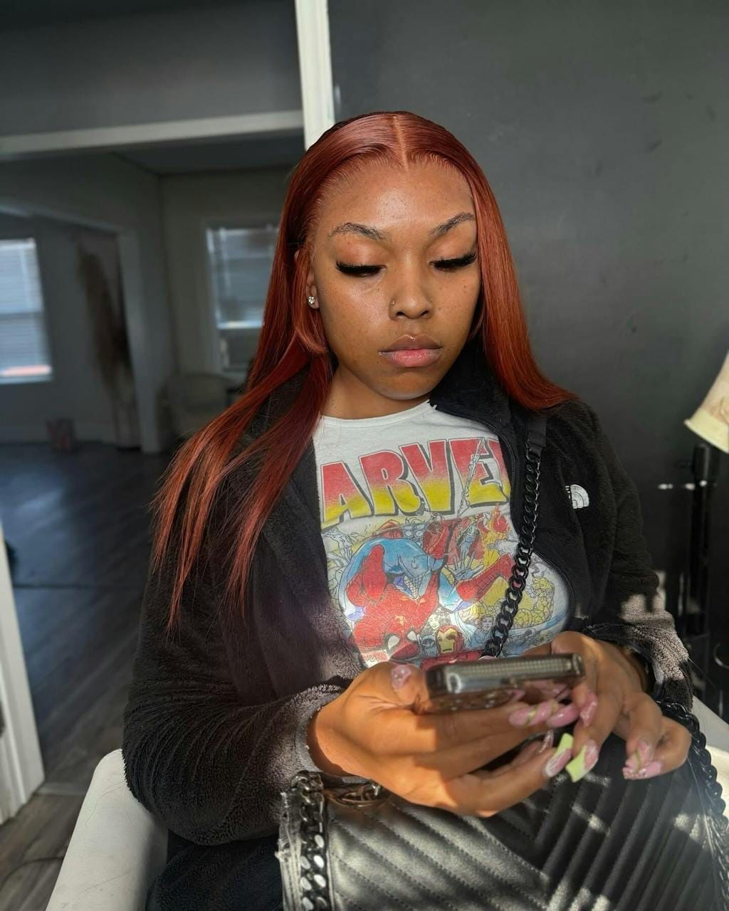 Customer photo review of Wavymy Wear & Go Reddish Brown 7x5 Glueless Lace Wigs Human Hair 180% Density