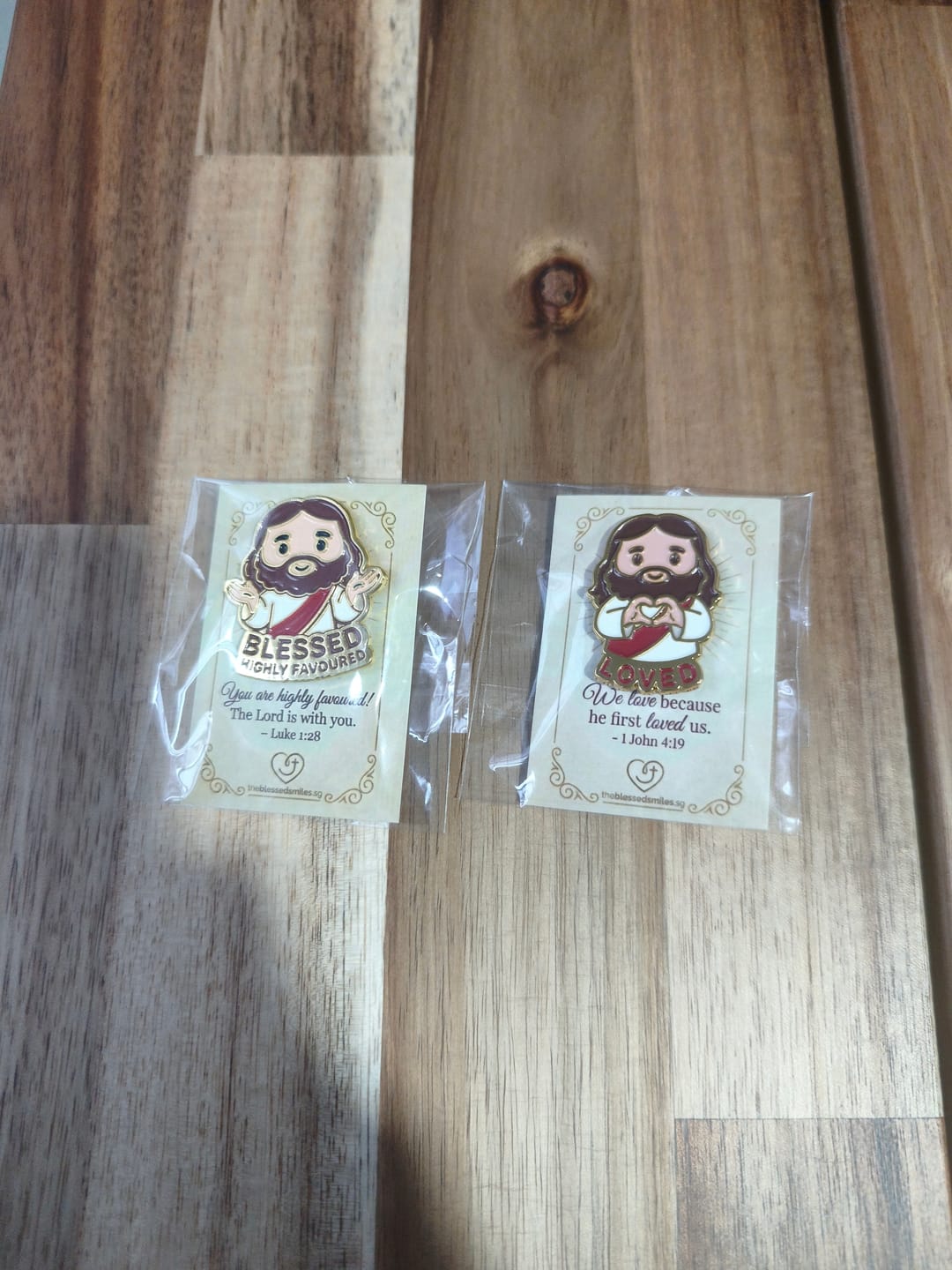 Customer photo review of Jesus Heart Enamel Pin