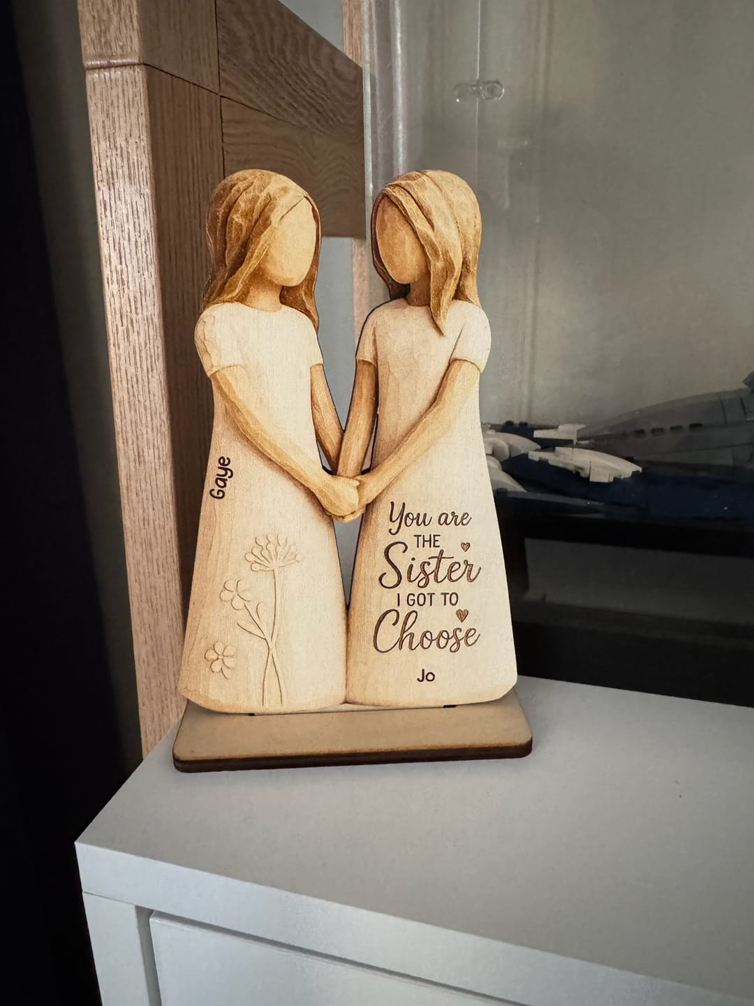 Customer photo review of You Are The Sister I Got To Choose - Personalized Standing Wooden Plaque