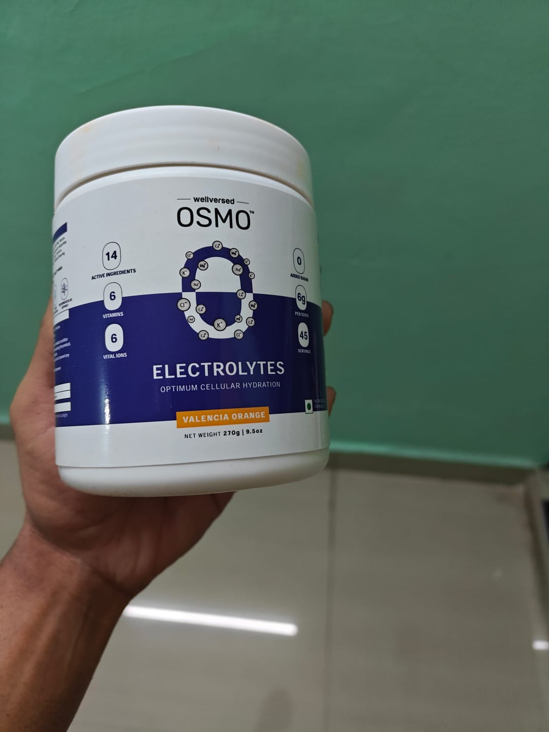 Customer photo review of OSMO - Electrolyte Hydration Blend (Advanced Salts + Taurine & Vitamins) | Valencia Orange Flavour (270g, 45 servings)