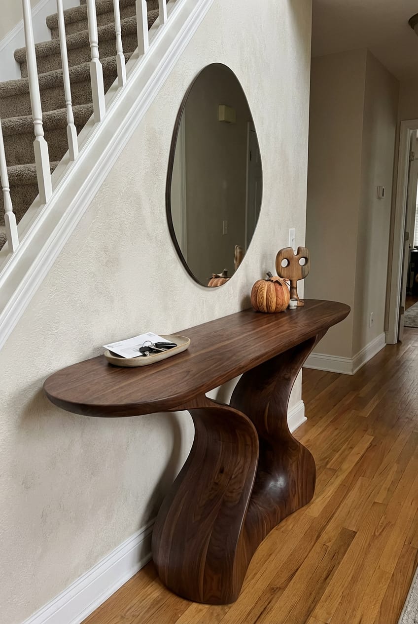Customer photo review of Sculptural Flow Console Table with Dual Curve Organic Base