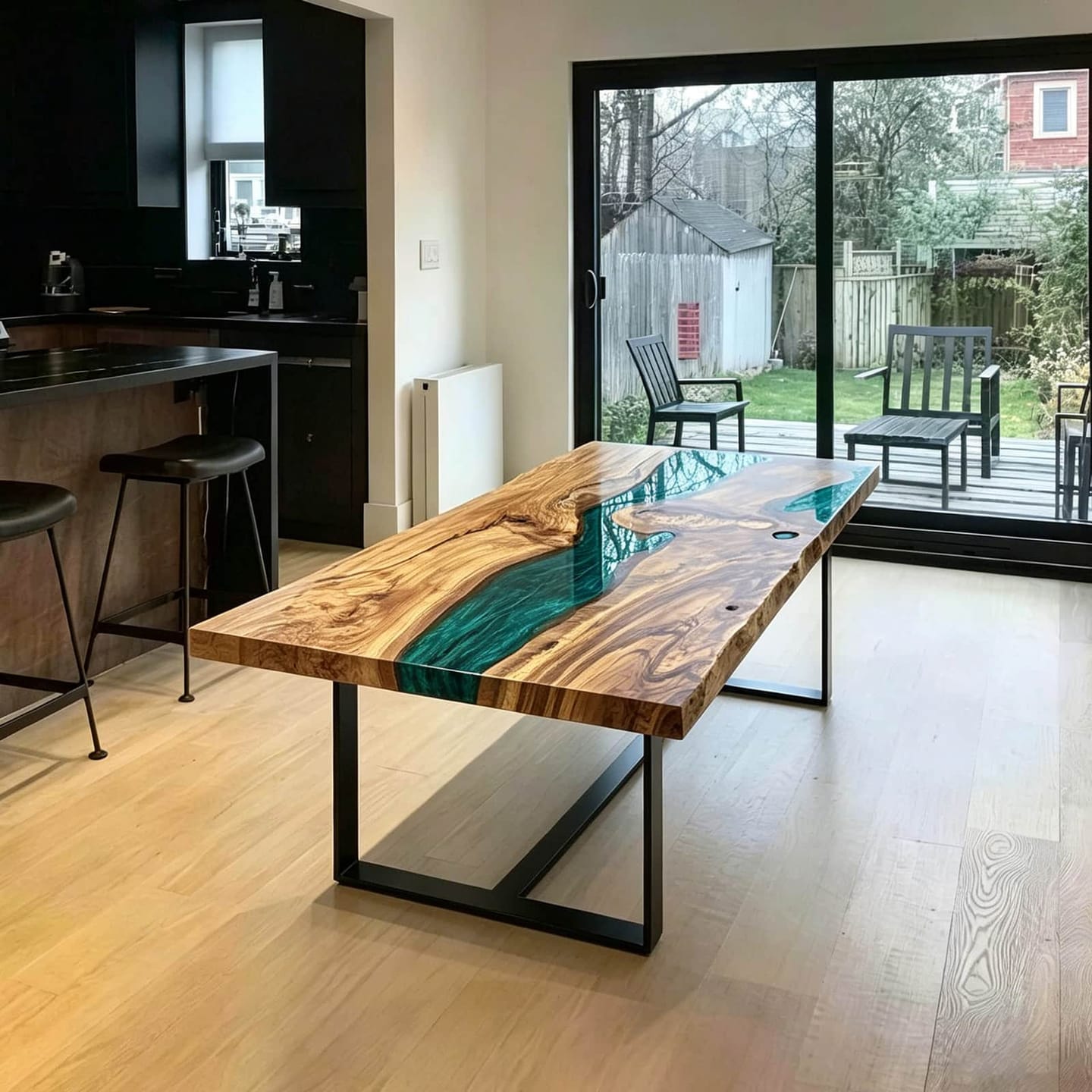 Customer photo review of Custom Epoxy Resin Dining Table with Olive Wood CRT-065