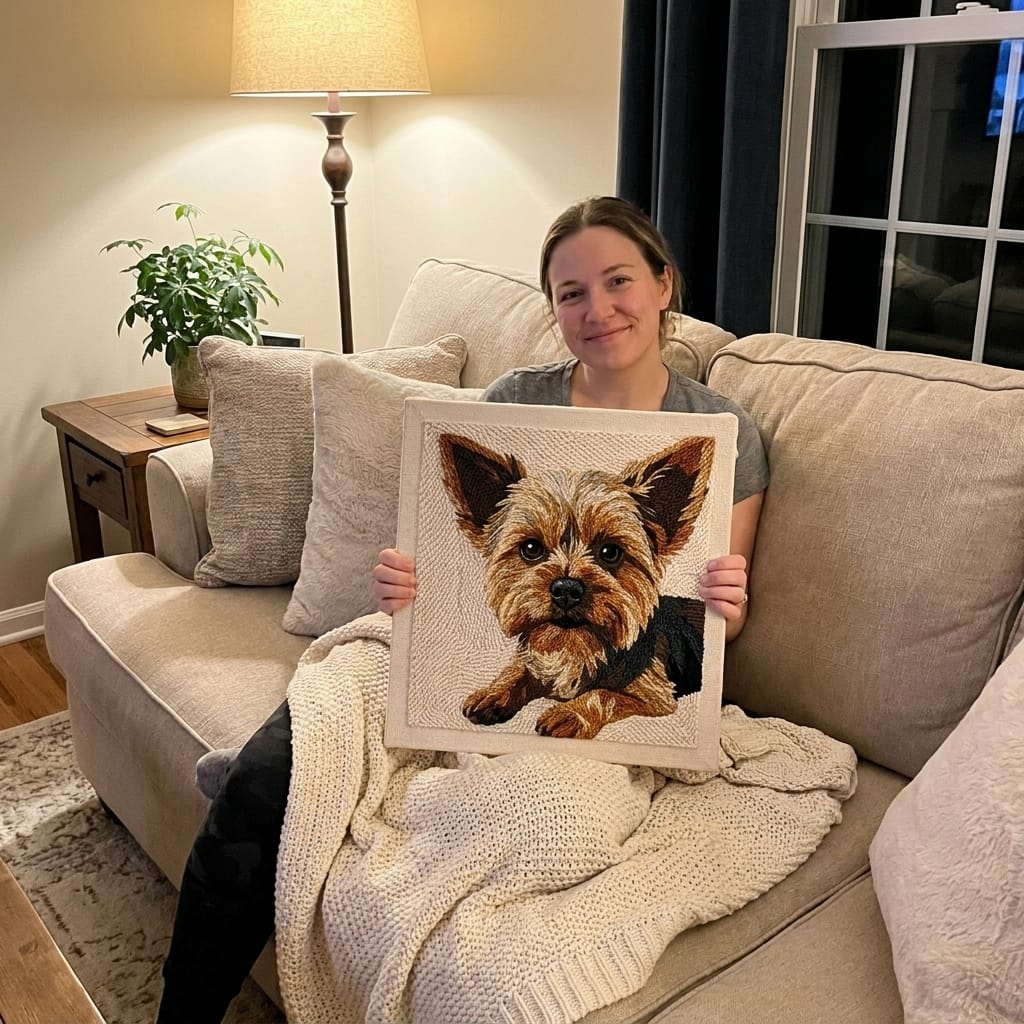 Customer photo review of Custom Punch Needle Kit - Turn Your Photo Into Handmade Art