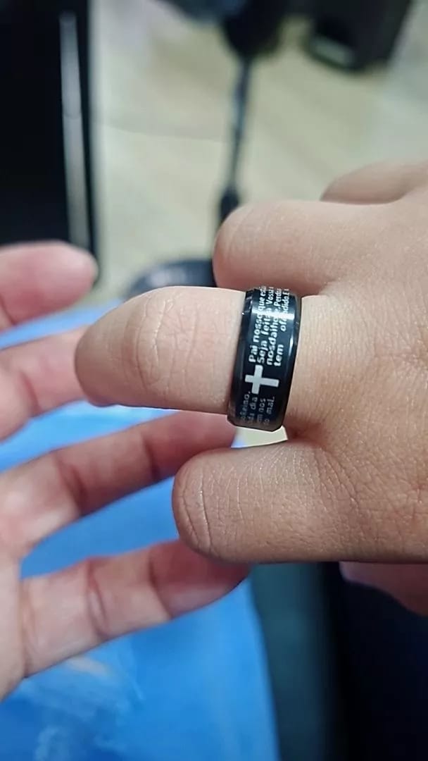 Customer photo review of Anel Masculino Oração Do Pai Nosso