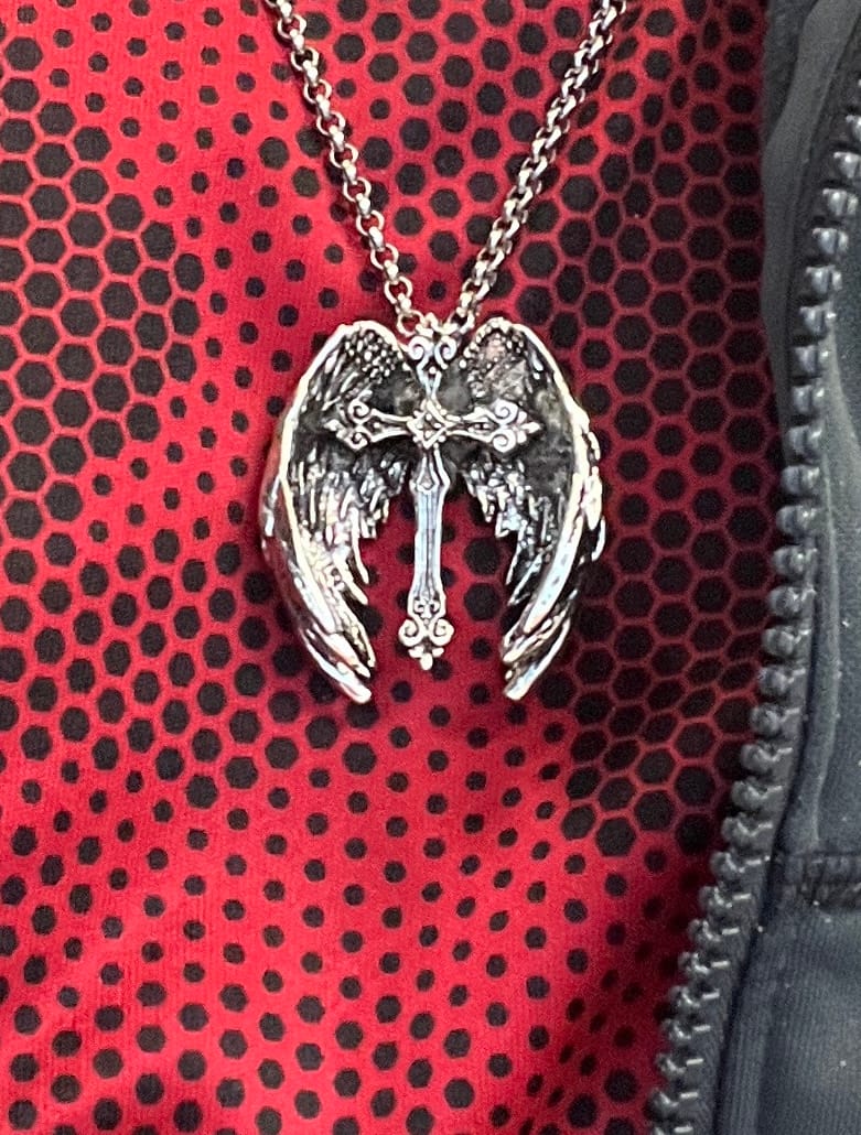 Customer photo review of FREE Today: Guardian Angel Wings Cross Pendant Necklace: Spiritual Protection Jewelry