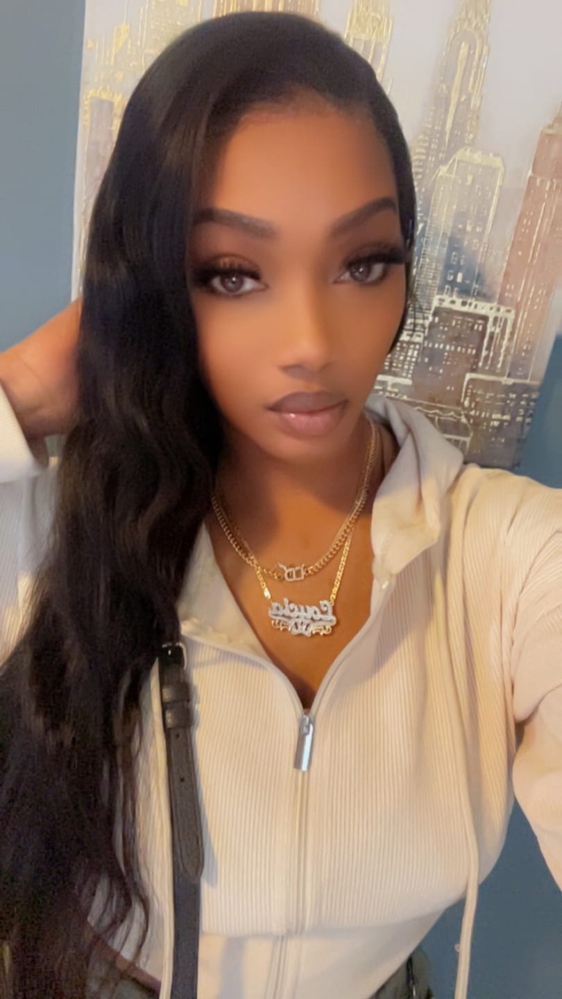 Customer photo review of Double Plated Double Heart Name Necklace w/ Clip Chain
