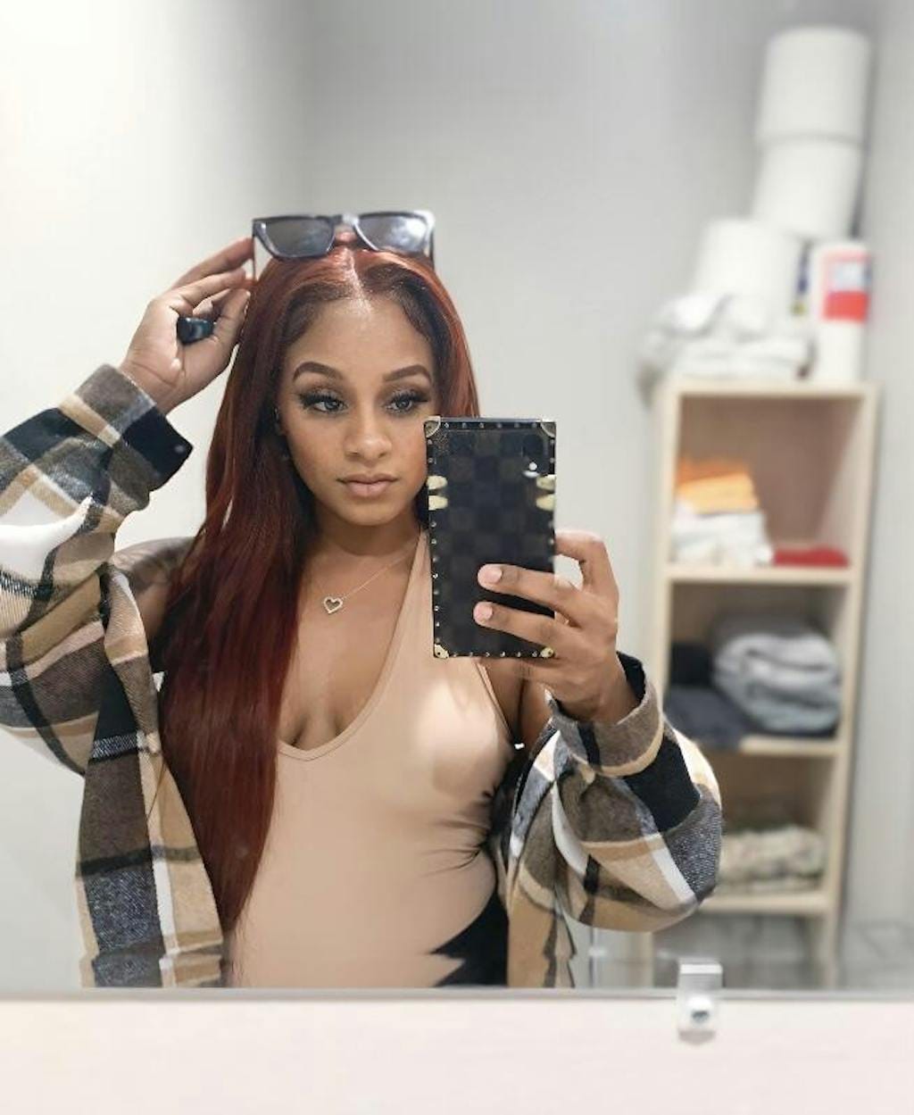 Customer photo review of Wavymy Wear & Go Reddish Brown 7x5 Glueless Lace Wigs Human Hair 180% Density