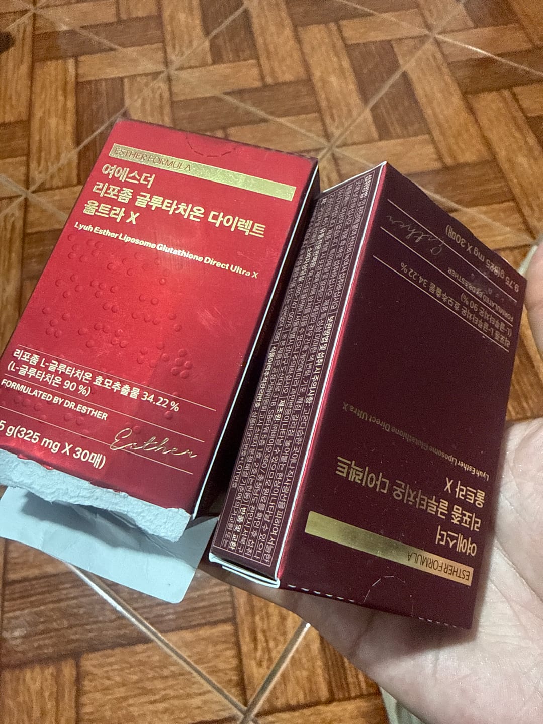 Customer photo review of ESTHER FORMULA - Liposome Glutathione Direct Ultra X 30 PCS | Laminas Antioxidantes