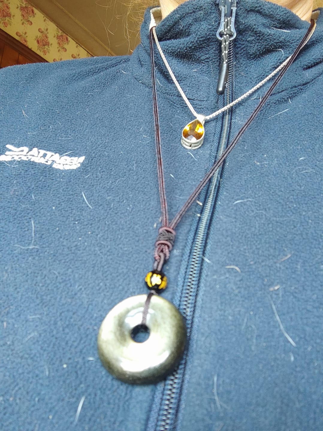 Customer photo review of Buddha Stones Tibetan Obsidian Protection Necklace