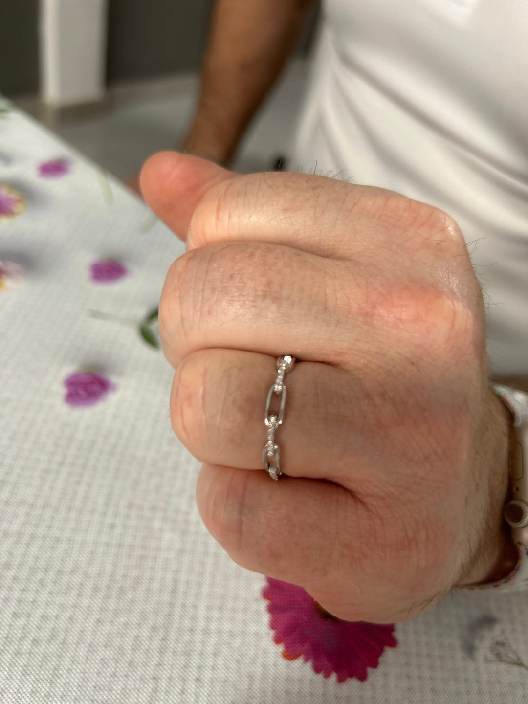 Customer photo review of MOISSANITE ICED CHAIN RING.