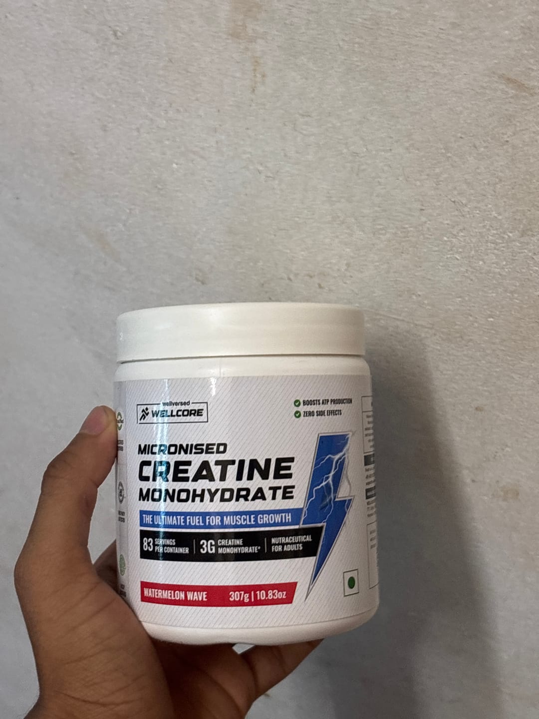 Customer photo review of Wellcore - Pure Micronised Creatine Monohydrate | Watermelon Wave (307g, 83 servings)