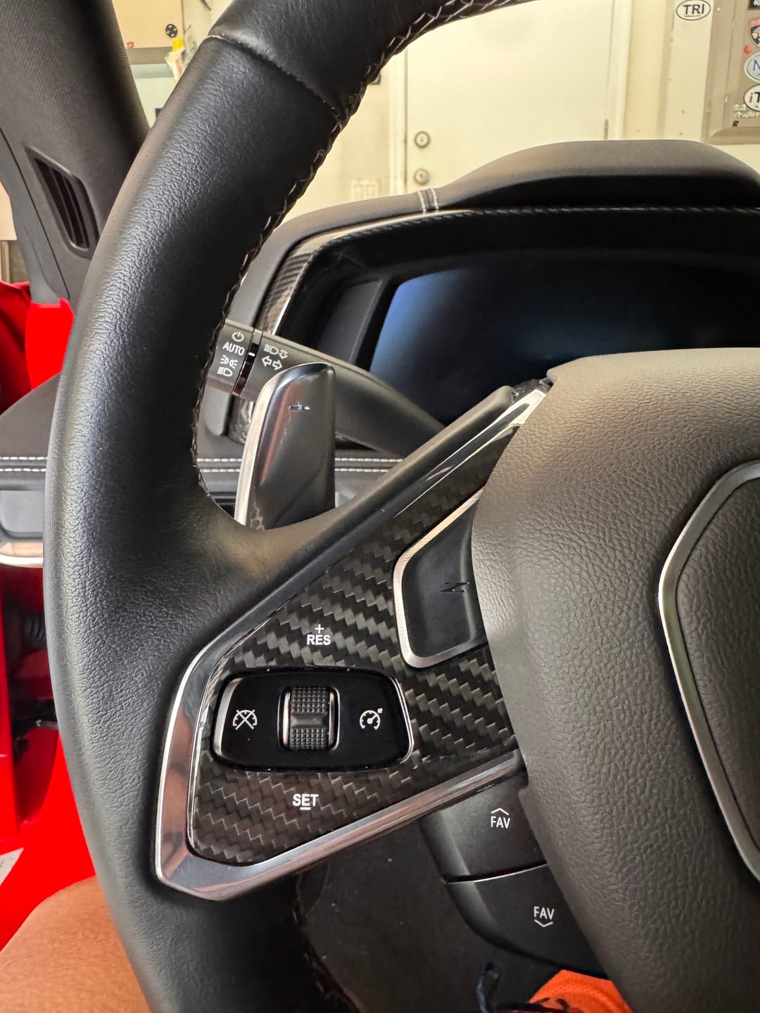 Customer photo review of C8 Corvette Real Carbon Fiber Steering Wheel Button Trim Covers | Interior Overlay (2020–2026)