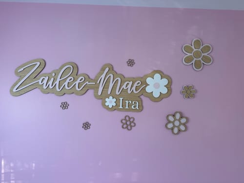Customer photo review of Popped Two names with Flowers Name Plaque