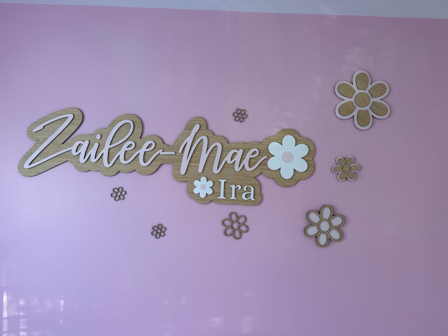 Customer photo review of Popped Two names with Flowers Name Plaque