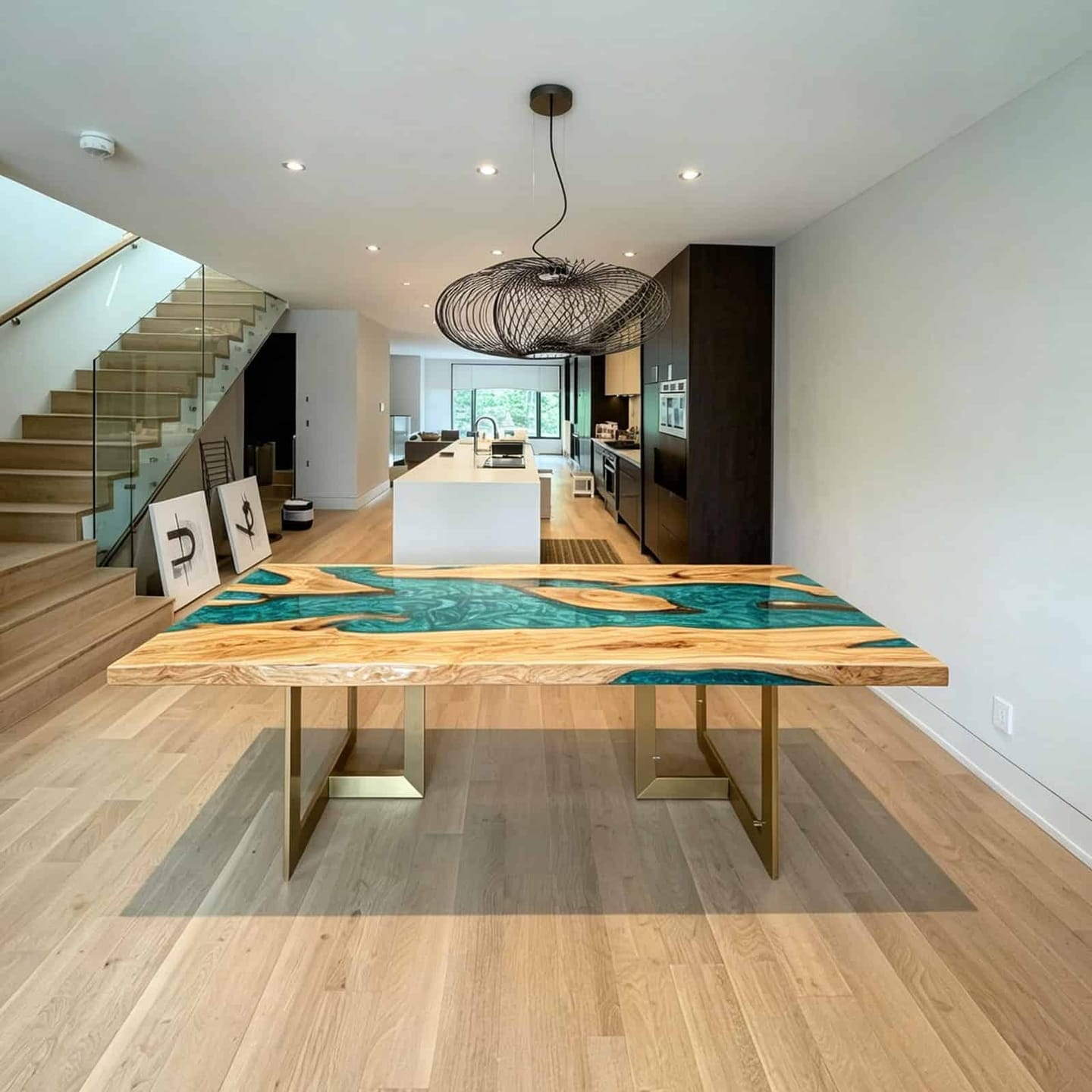 Customer photo review of Custom Epoxy Resin Dining Table with Olive Wood CRT-065