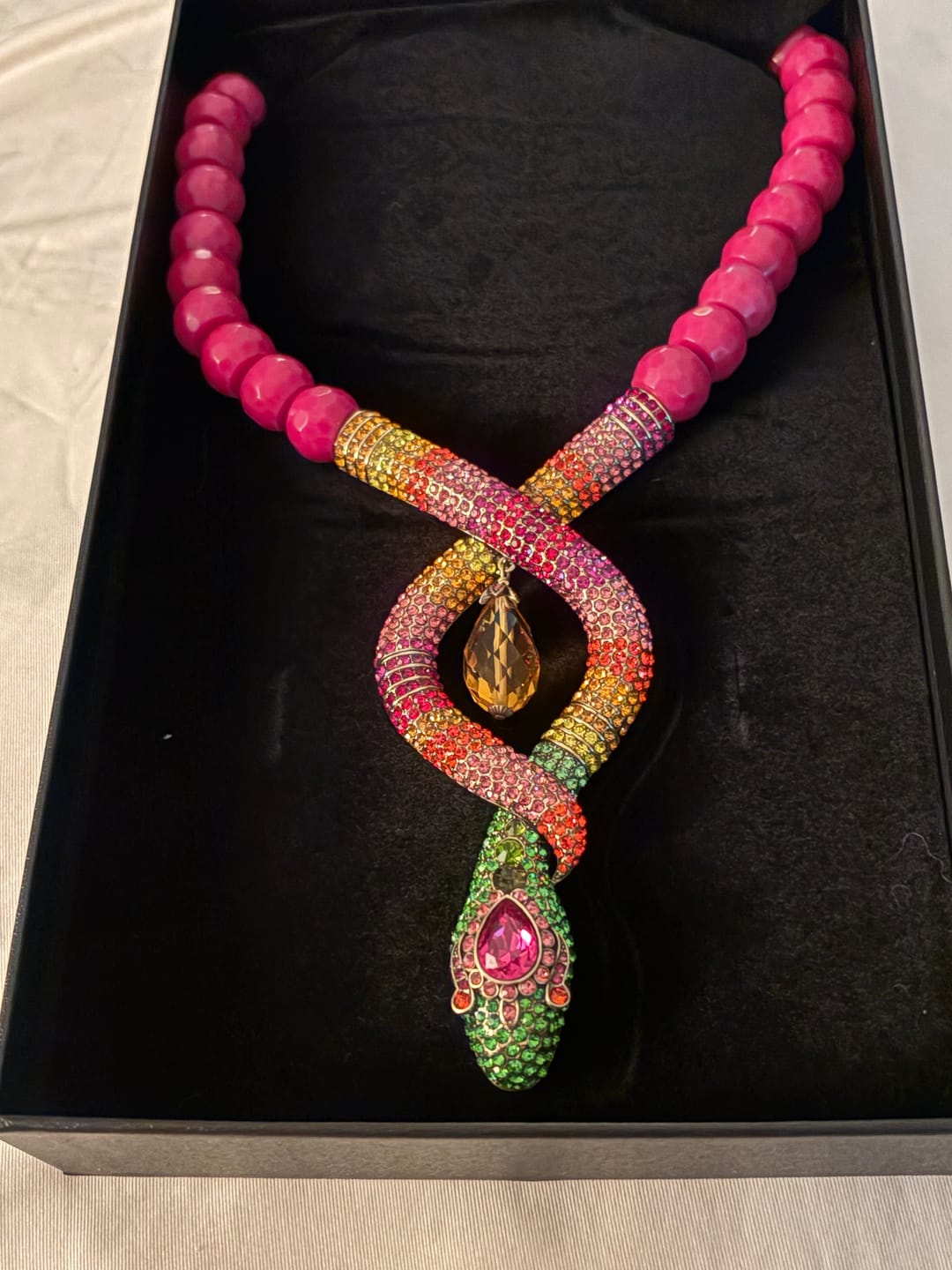Customer photo review of HEIDI DAUS®"Gorgeous Glimmer Snake" Beaded Crystal Snake Necklace