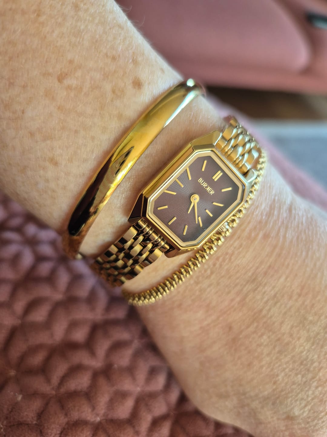Customer photo review of Isabell Petite Gold Burgundy