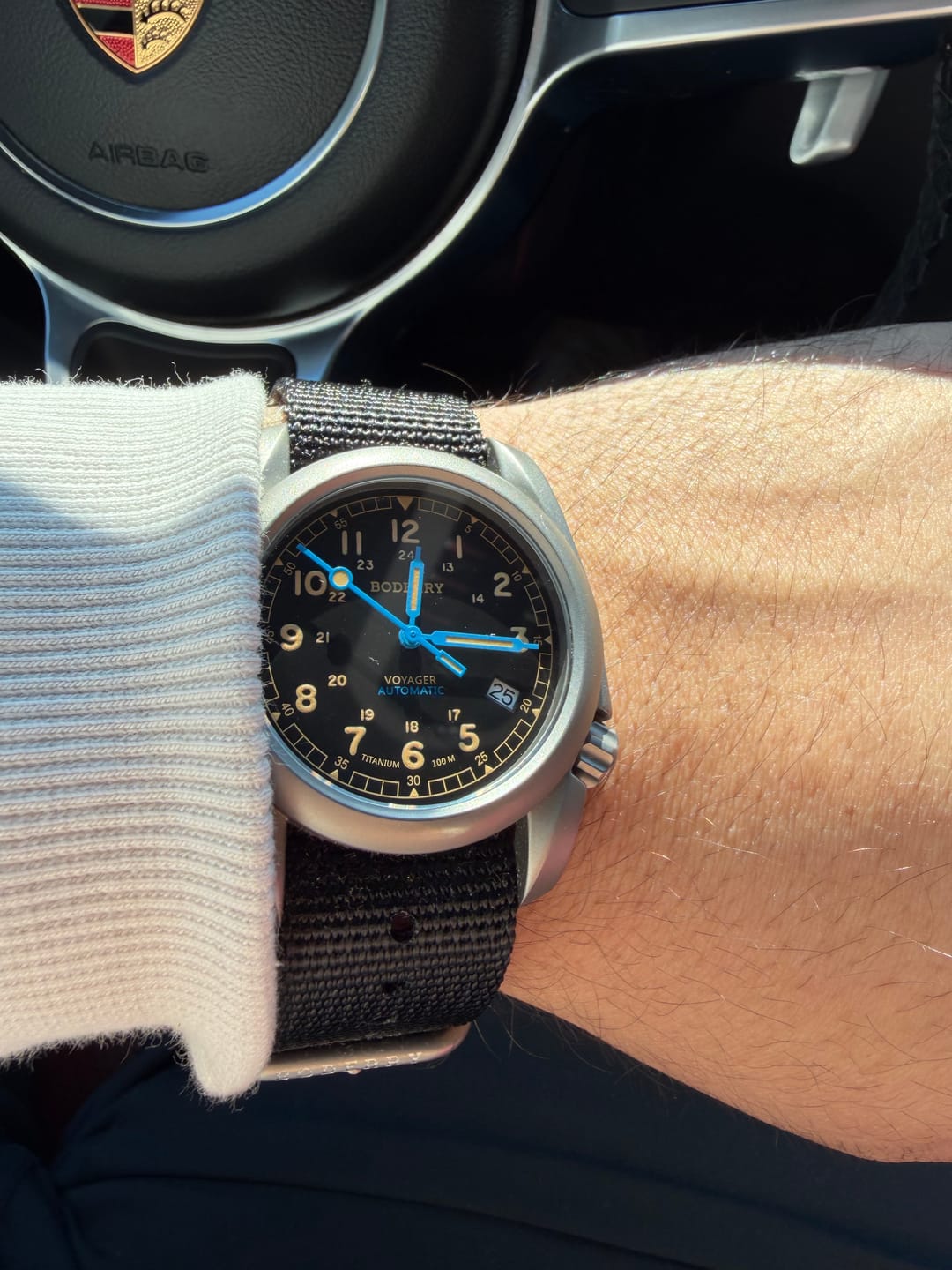 Customer photo review of VOYAGER - 100M Waterproof Titanium Automatic Field Watch | Vintage Noir