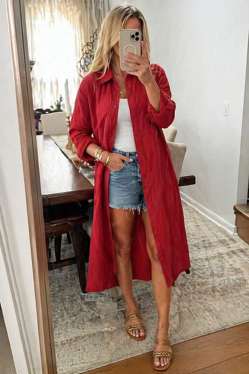 Customer photo review of Long Sleeves Loose Buttoned Solid Color Lapel Blouses&Shirts Tops