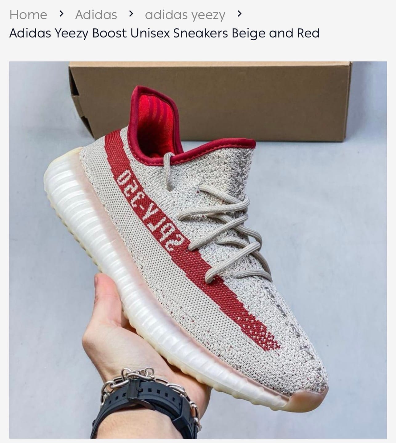 Customer photo review of Yeezy Boost 350 V2 "Red Dessert"