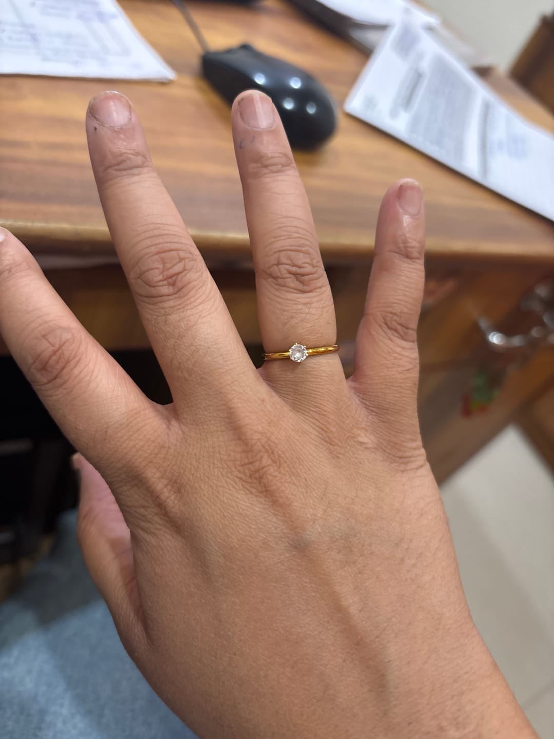 Customer photo review of Mini Solitaire Ring