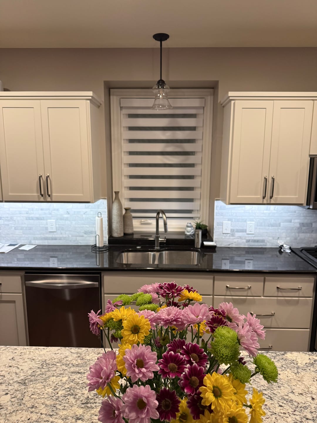 Customer photo review of Bringnox Motorized Zebra Roller Blinds 60% Blackout
