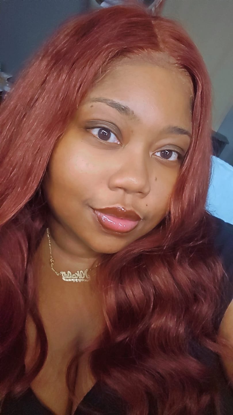 Customer photo review of Wavymy Wear & Go Reddish Brown 7x5 Glueless Lace Wigs Human Hair 180% Density