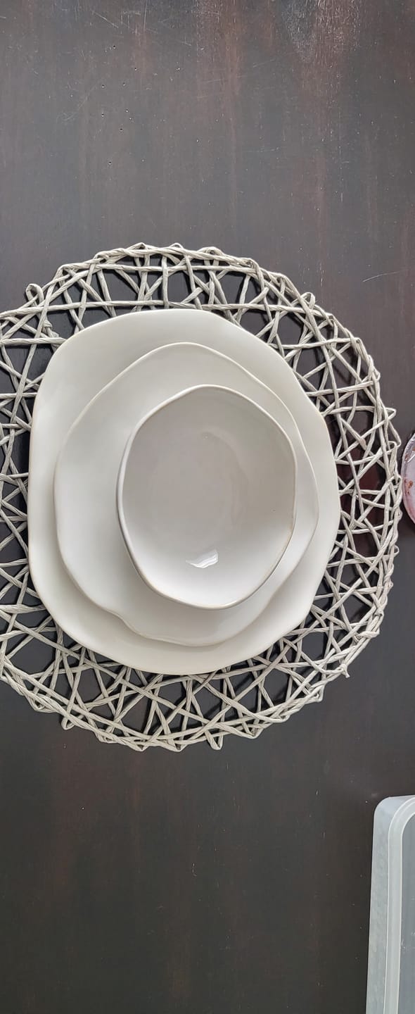 Customer photo review of 16-Piece Stoneware Set-Pearl White