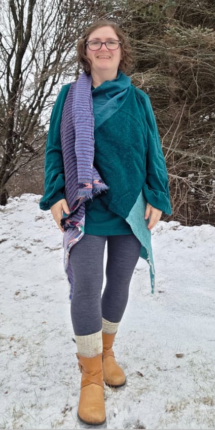 Customer photo review of NEW! Light Wool Cape Fusion Teal Purple