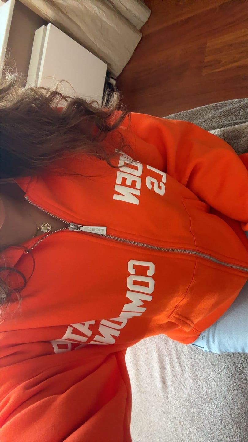 Customer photo review of GATED COMMUNITY ZIP HOODIE ORANGE