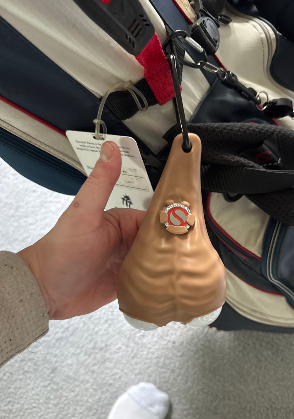 Customer photo review of CaddySack Golf Ball Holder and Dispenser