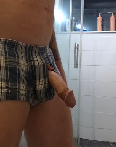 Customer photo review of 3 Pack Men’s Plaid Cotton Trunks with Button Fly
