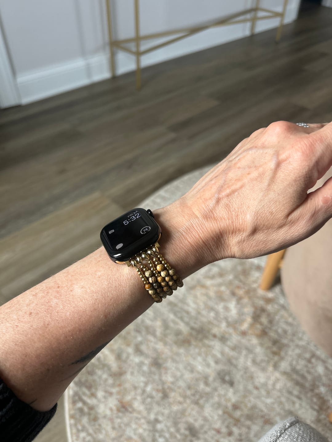 Customer photo review of Golden Earth Jasper Stretch Apple Watch Strap