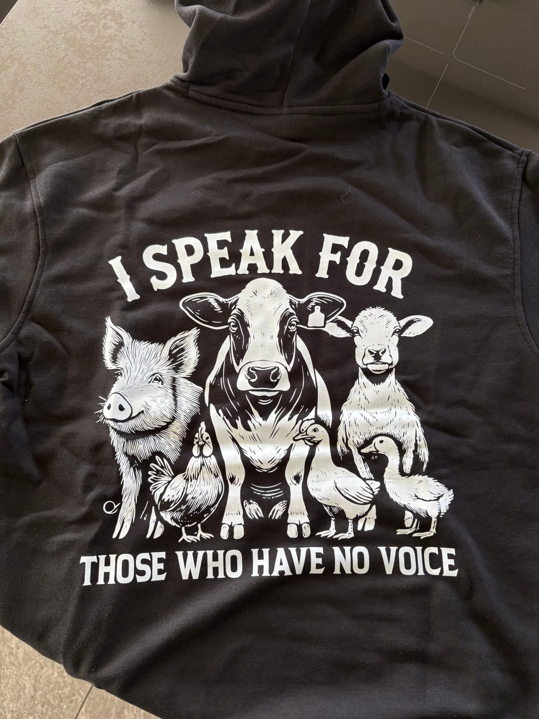 Customer photo review of I speak for those who have no voice - Premium Hoodie