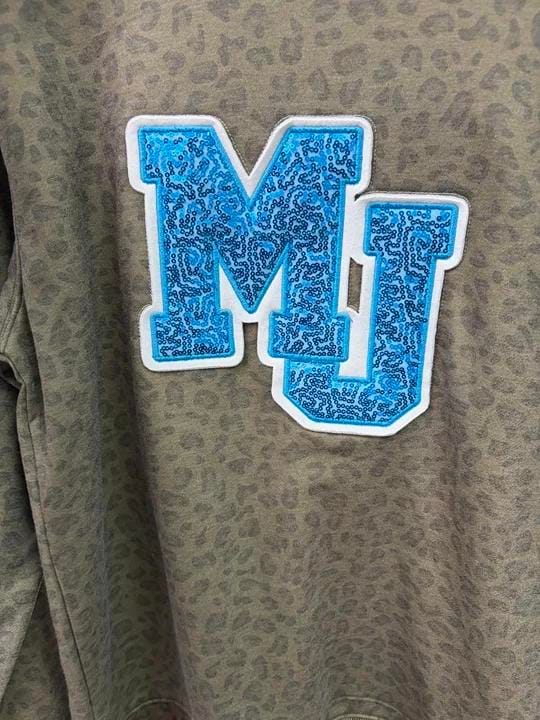 Customer photo review of Custom Sequin Letters Sweatshirt – Personalized Glitter Numbers, Sports Fan Gift | Gifts for Sports Mom