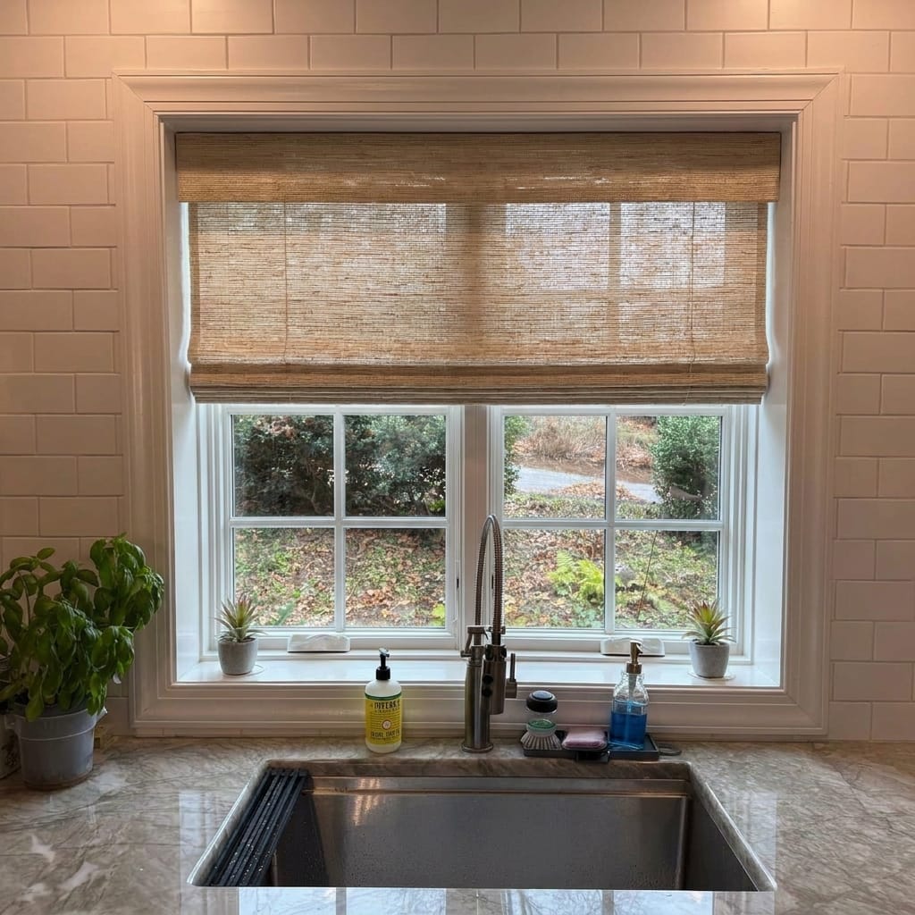 Customer photo review of Muse Handwoven Natural Jute Bamboo Shade