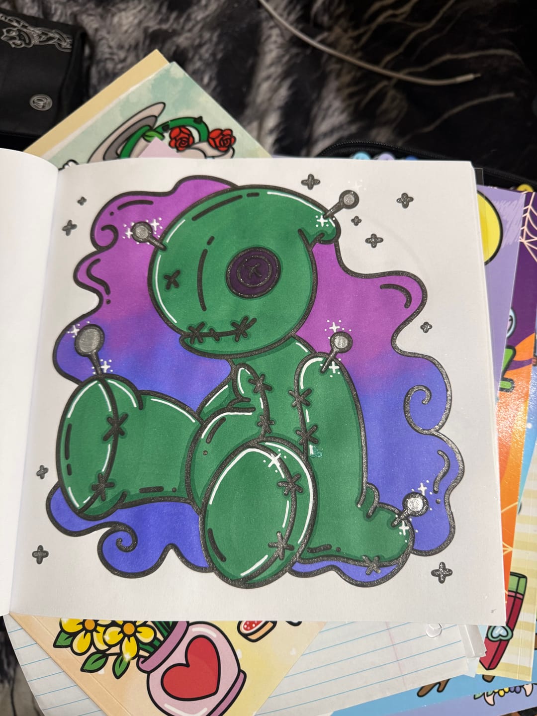 Customer photo review of Creepy Cutie Coloring Book & Reusable Protective Sheet