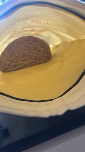 Kundeanmeldelse med foto af Premium brødposer i 100% bomuld med bivoks