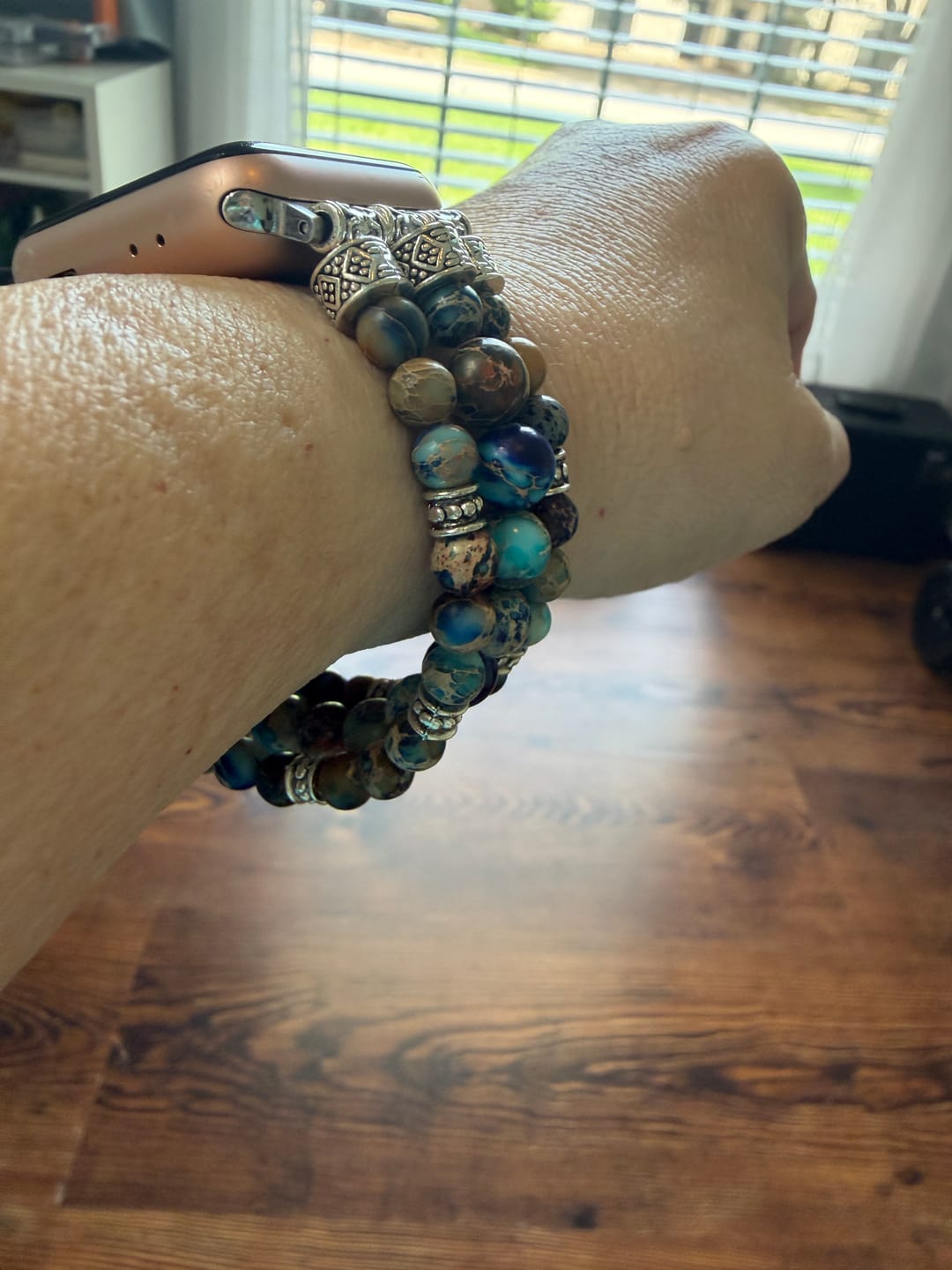 Customer photo review of Imperial Jasper Stretch Apple Watch Strap