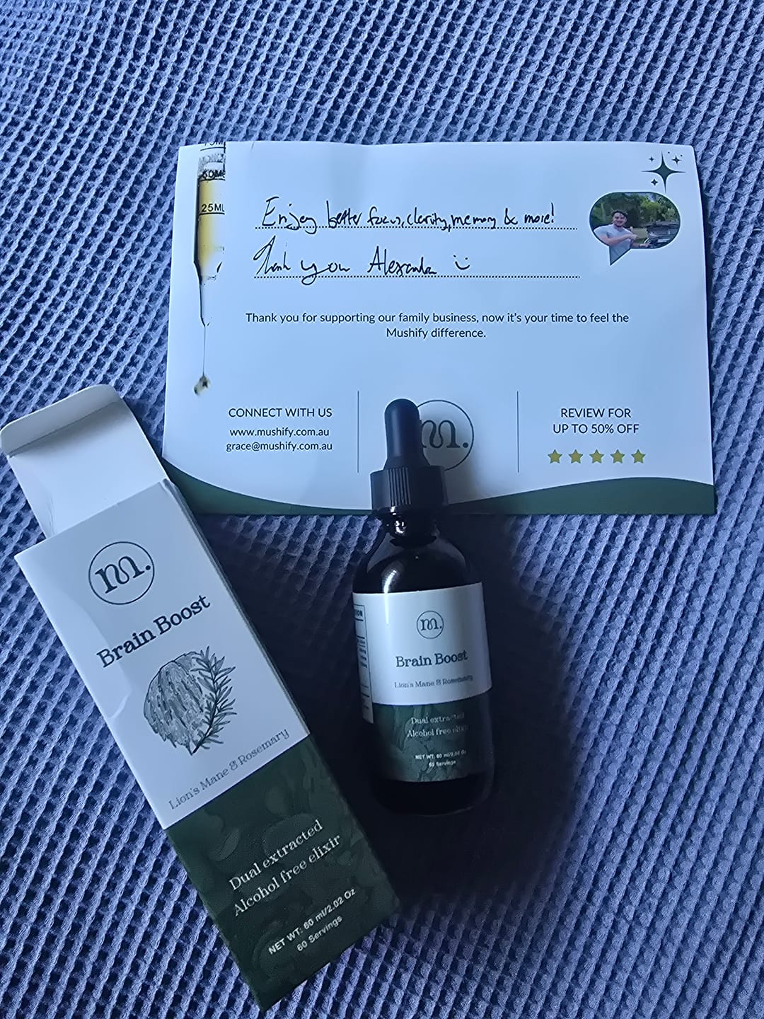 Customer photo review of Brain Boost - Lion's mane & Rosemary