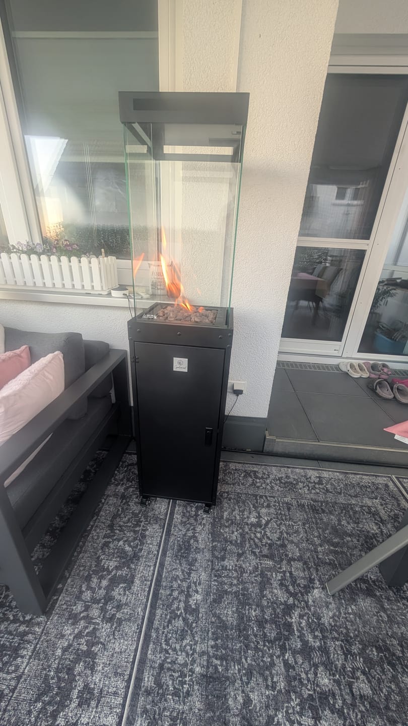 Customer photo review of Gartenzeit® Gas-Terrassenheizer mit Glaszylinder inkl. Abdeckung