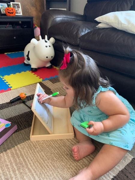 Customer photo review of Zeichentafel Kinder 2in1 | Magnettafel und Kreidetafel