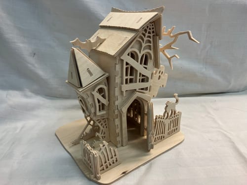 Customer photo review of Easter Bunny house scene laser cut file