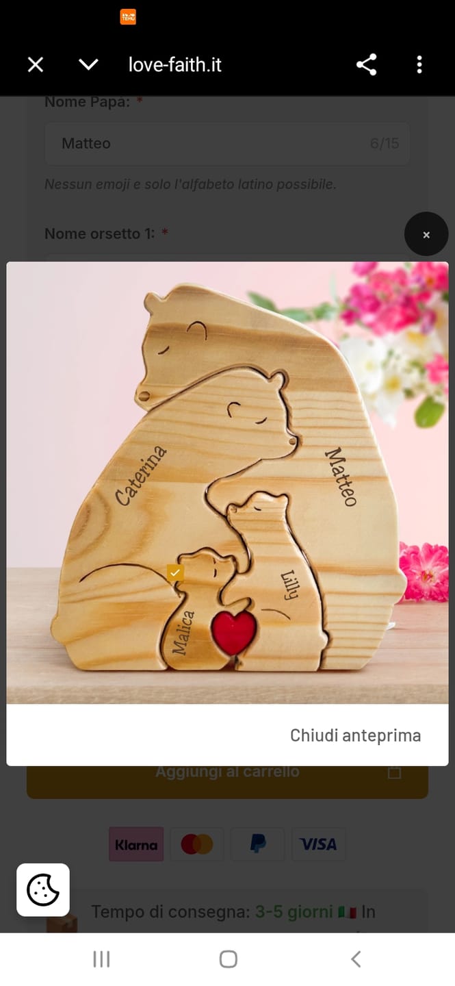Customer photo review of Orsi famiglia - Graziosi orsetti in legno personalizzati da mostrare alla famiglia