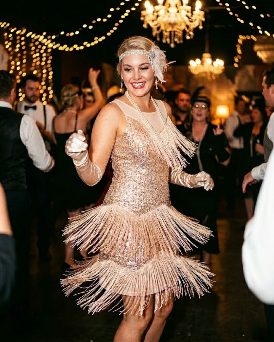 Customer photo review of Zita Gatsby Dress - Rose Gold